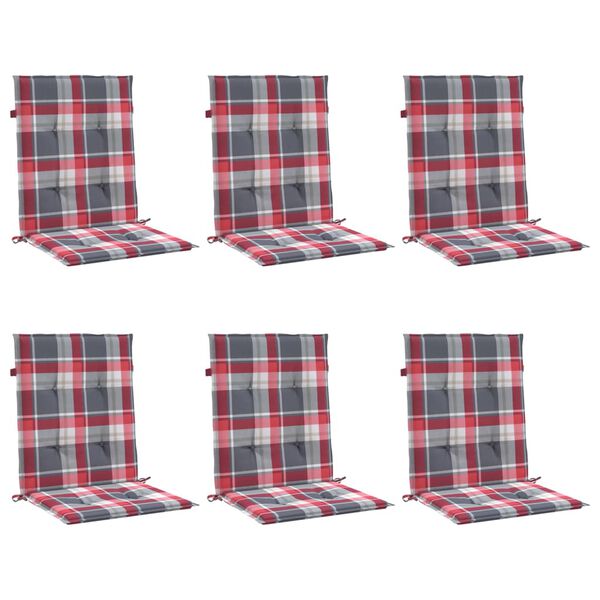 vidaXL Tuinstoelkussens 6 st 100x50x3 cm oxford stof ruitpatroon rood
