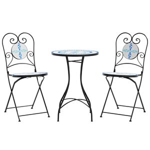 vidaXL Bistroset moza&iuml;ek ijzer en keramiek blauw en wit