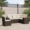 vidaXL 5-delige Loungeset met kussens poly rattan bruin