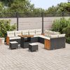 vidaXL Tuin Sofa Set met kussen 13 pcs Zwart en cr&egrave;me