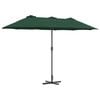 vidaXL Tuinparasol 370 x 197 x 239 cm Polyester en Aluminium Groen