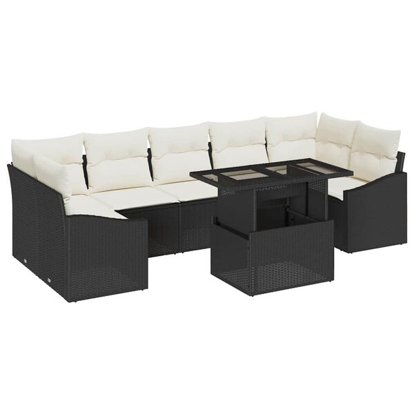 vidaXL Tuin Sofa Set met opslag 8 pcs Zwart Poly riet