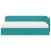 vidaXL Hoekbedframe met matras Turquoise 90 x 200 cm Fluweel