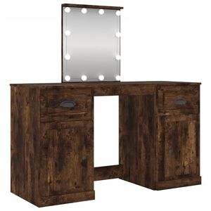 vidaXL Kaptafel met LED-verlichting 130x50x132,5 cm gerookt eikenkleur