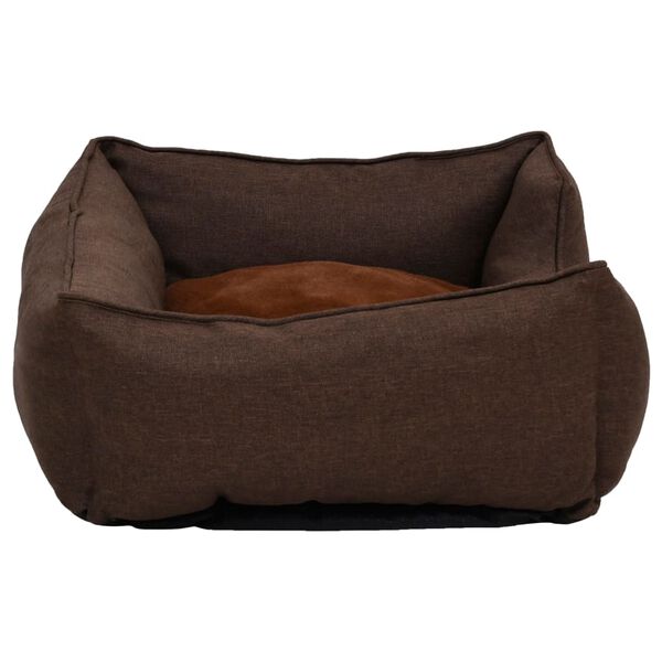vidaXL Hondenmand linnen-look 65x50x20 cm fleece bruin