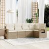 vidaXL 5-delige Loungeset met kussens poly rattan beige