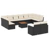 vidaXL 13-delige Loungeset met kussens poly rattan zwart