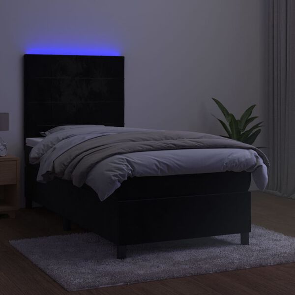 vidaXL Boxspring met matras en LED fluweel zwart 100x200 cm