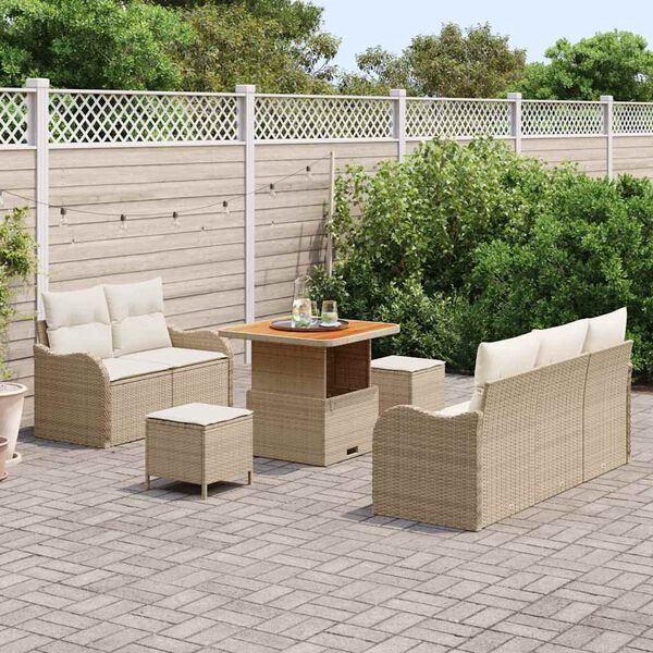 vidaXL Tuin Sofa Set 8 pcs Beige poly rattan