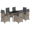 vidaXL 7-delige Tuinset met kussens poly rattan grijs