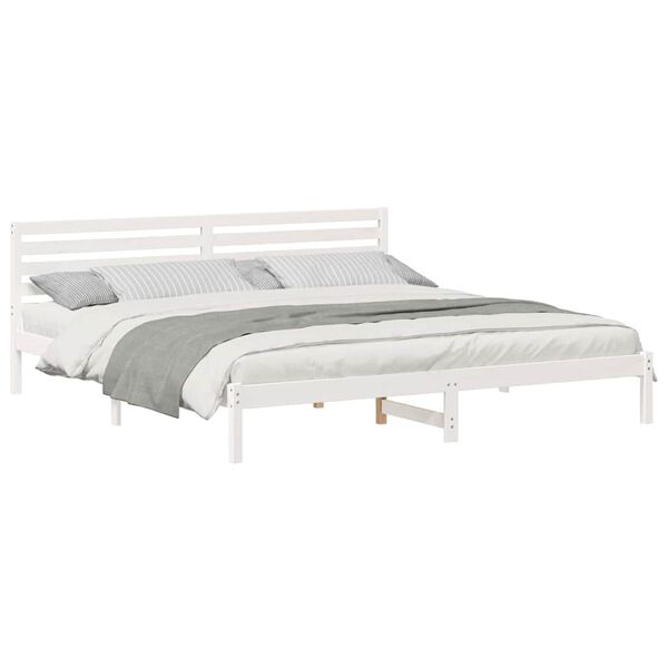 vidaXL Bedframe met hoofdeinde Wit 200 x 220 cm Massief grenenhout