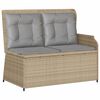 vidaXL 3-delige Loungeset met kussens poly rattan beige