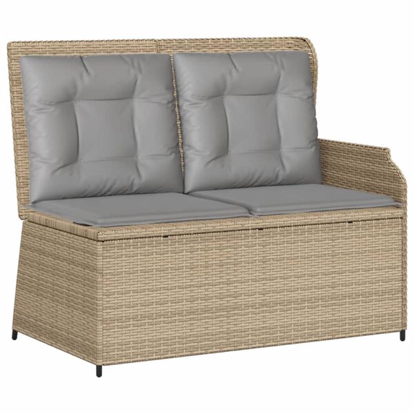 vidaXL 3-delige Loungeset met kussens poly rattan beige