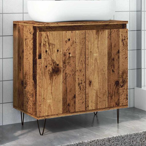 vidaXL Badkamerkast 58x33x60 cm bewerkt hout oud houtkleurig