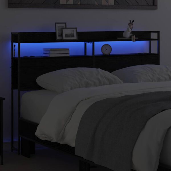 vidaXL Opslag hoofdbord Zwart eiken 140,5 x 15 x 98 cm Bewerkt hout