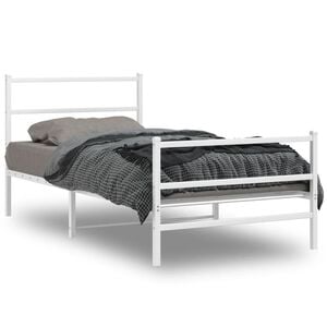 vidaXL Bedframe met hoofd- en voeteneinde&nbsp;metaal wit 107x203 cm