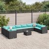 vidaXL 11-delige Loungeset met kussens poly rattan zwart