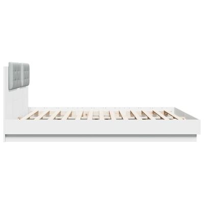 vidaXL Bedframe met hoofdbord bewerkt hout wit 160x200 cm