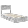 vidaXL Opslag bed met hoofdeinde Beton Grijs 90 x 200 cm Bewerkt hout