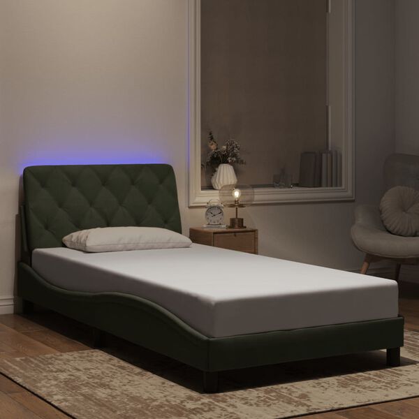vidaXL Bedframe met LED zonder matras fluweel lichtgrijs 100x200 cm