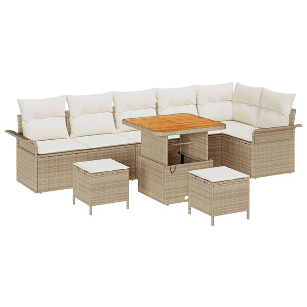 vidaXL Tuin Sofa Set 9 pcs Beige poly rattan