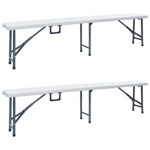 vidaXL Tuinbanken inklapbaar 2 st 180 cm HDPE wit