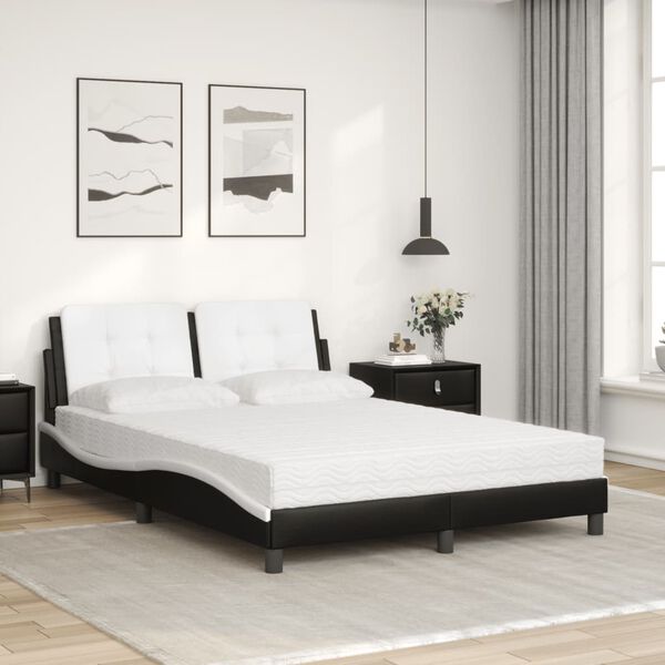 vidaXL Bed met matras "Zadar" kunstleer zwart en wit 140x200 cm