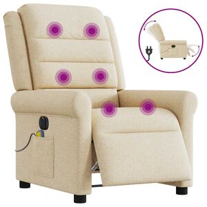 vidaXL Massagestoel elektrisch verstelbaar stof cr&egrave;mekleurig