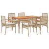 vidaXL 7-delige Tuinset met kussens poly rattan beige
