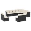 vidaXL 12-delige Loungeset met kussens poly rattan zwart