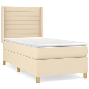 vidaXL Boxspring met matras stof cr&egrave;mekleurig 80x200 cm