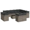 vidaXL 13-delige Loungeset met kussens poly rattan grijs