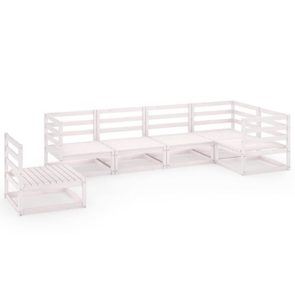 vidaXL 6-delige Loungeset massief grenenhout wit