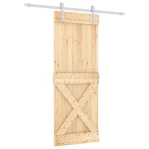 vidaXL Schuifdeur 80 x 210 cm Massief Grenenhout (Niet-Behandeld)