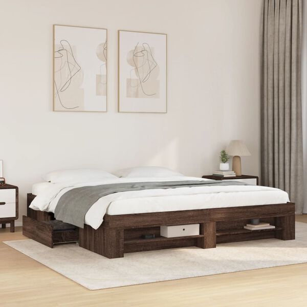 vidaXL Bedframe zonder matras bewerkt hout bruin eikenkleur 180x200 cm