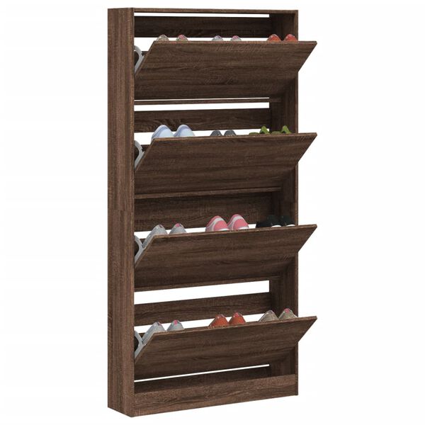 vidaXL Schoenenkast met 4 klaplades 80x21x163,5 cm bruin eikenkleur