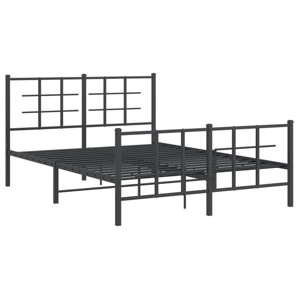 vidaXL Bedframe met hoofd- en voeteneinde metaal zwart 140x190 cm