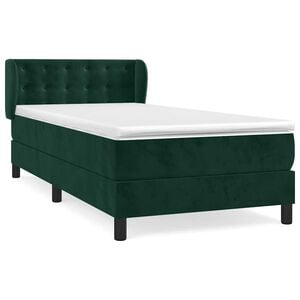 vidaXL Boxspring met matras fluweel donkergroen 90x200 cm
