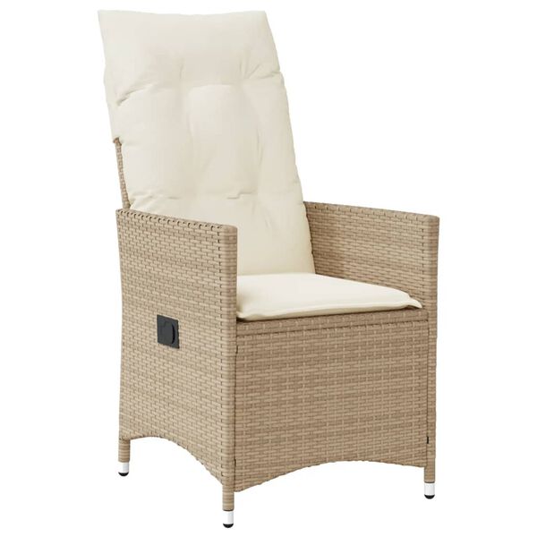 vidaXL Tuinstoelen 2 st verstelbaar met kussens poly rattan beige