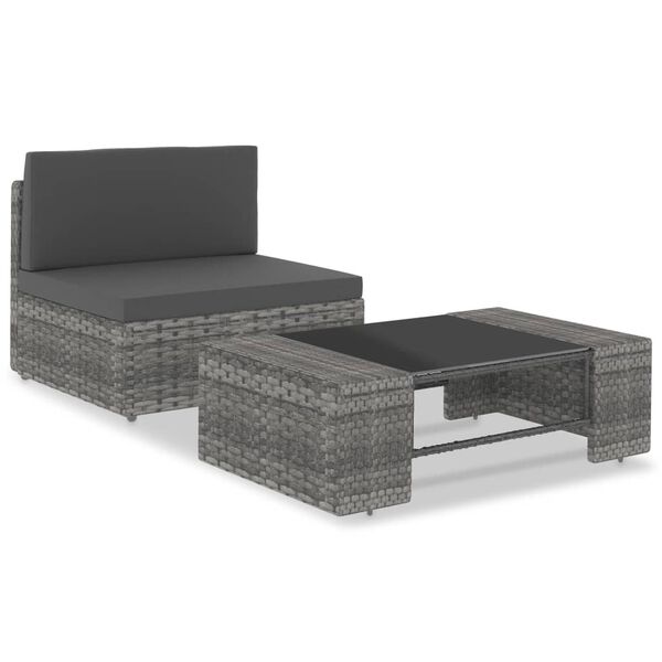 vidaXL 2-delige Loungeset poly rattan grijs