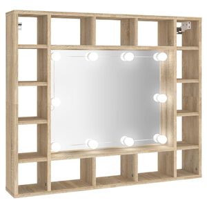 vidaXL Spiegelkast met LED-verlichting 91x15x76,5 cm sonoma eikenkleur