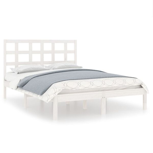 vidaXL Bedframe massief hout wit 135x190 cm