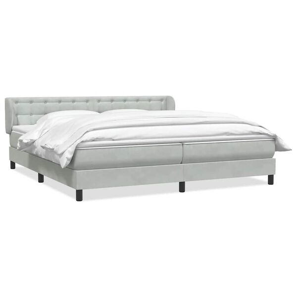 vidaXL Boxspringbed met matrassen 200x220 cm fluweel lichtgrijs