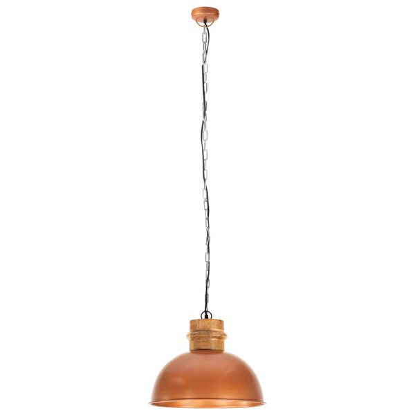 vidaXL Hanglamp industrieel rond E27 42 cm mangohout koperkleurig