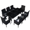 vidaXL 9-delige Tuinset met kussens poly rattan zwart