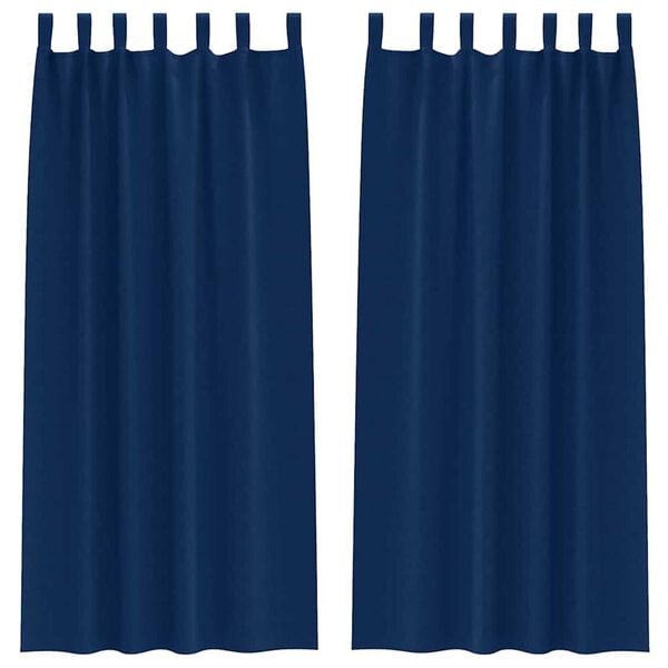 vidaXL Zwart-out Gordijnen met Ringen 2 pcs Donkerblauw 225 x 140 cm