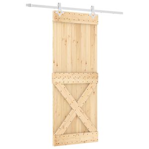 vidaXL Schuifdeur Natuurlijk en Wit 80 x 210 cm Massief Grenenhout