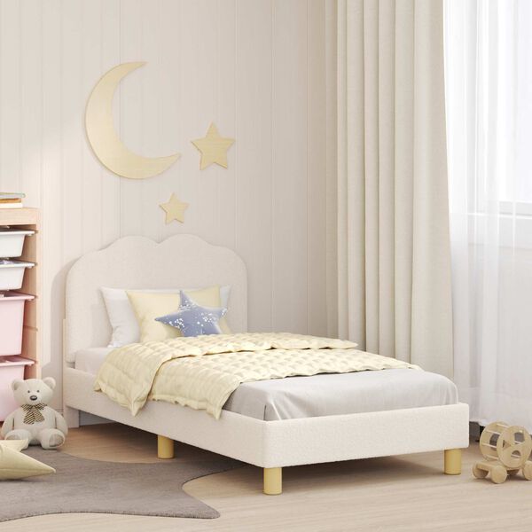 vidaXL Bedframe voor kinderen met hoofdbord Cr&egrave;me 80 x 160 cm