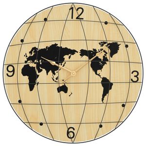vidaXL Wandklok &Oslash;50 cm bewerkt hout geel en zwart
