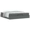 vidaXL Bedframe met matras met matras 2 pcs Dim Grijs Stof